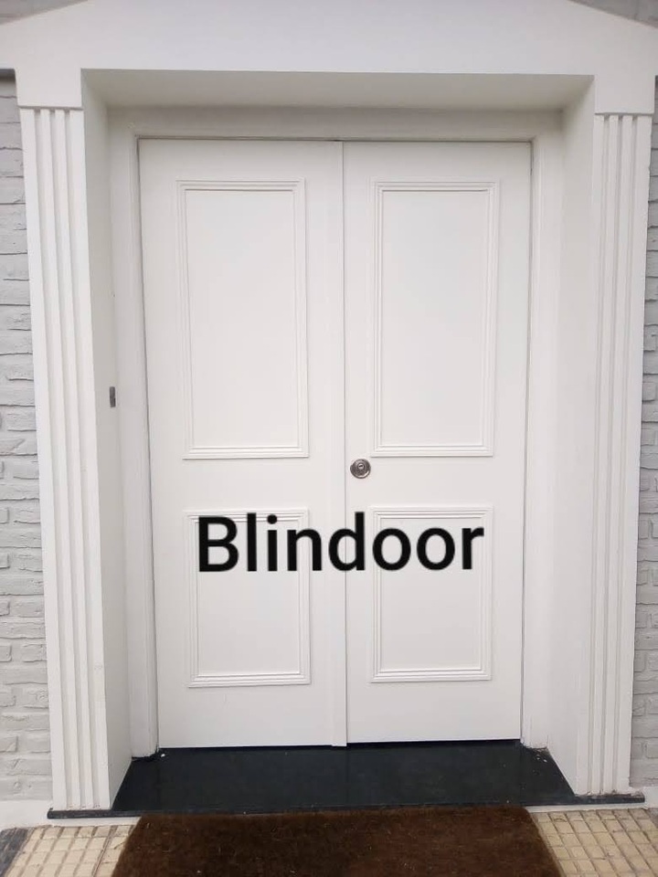 Trabajo terminado de puerta blindada doble blanca de estilo clásico instalada por Blindoor